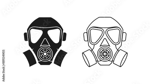 Vector illustration of gas mask and respirator protection symbols, on transparent background for safety design projects