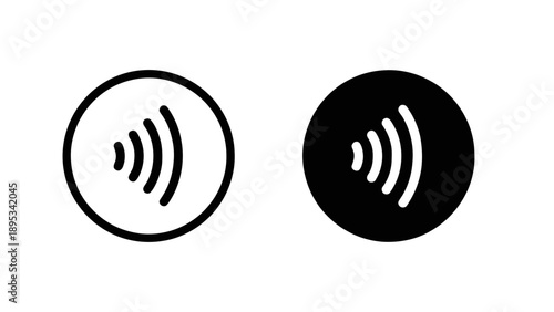 Vector illustration of, on transparent background, a set of contactless payment, NFC wireless signal icons