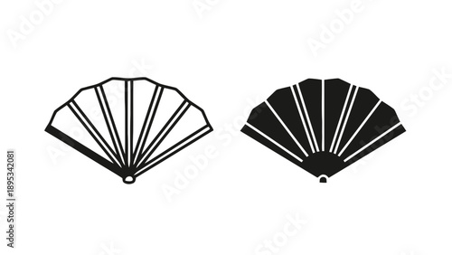Vector illustration of traditional Japanese folding fans, on transparent background
