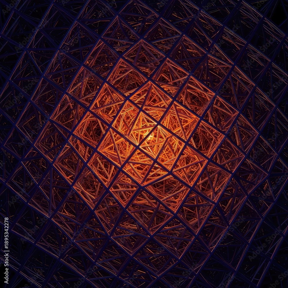 Obraz premium Complex geometric lattice structure forming an intricate grid network. Repetitive design suitable for backgrounds and digital art ,repeating ,web ,lattice