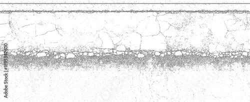 Cracked concrete surface with gravel and asphalt texture details