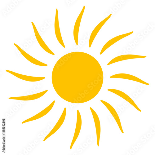 Yellow sun with wavy rays icon symbol