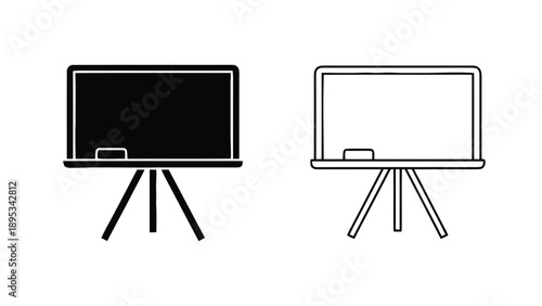 Vector illustration of educational blackboard and chalkboard icons, on transparent background, for learning and teaching concepts
