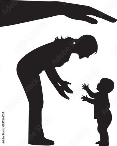 Family protection vector illustration parents hands reaching baby safety and support concept
