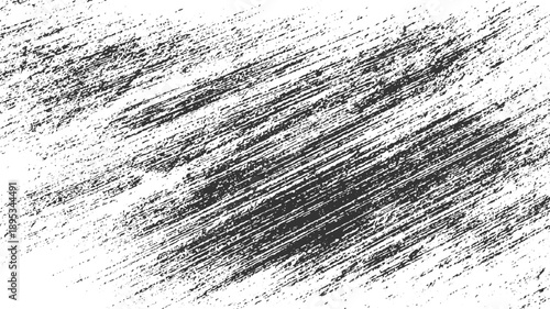 Black and white distressed diagonal brush stroke texture background with rough uneven lines and speckles