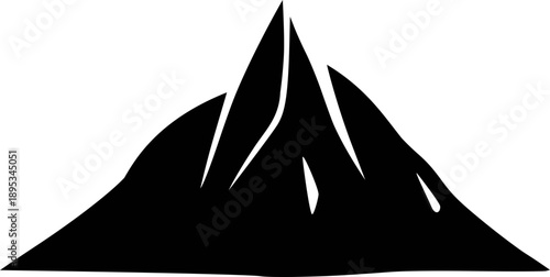 Mountain Silhouette Icon Featuring Stylized Black Peaks for Outdoor, Adventure, and Minimalist Design
