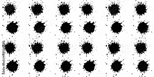 Abstract arrangement of irregular black shapes on a white background