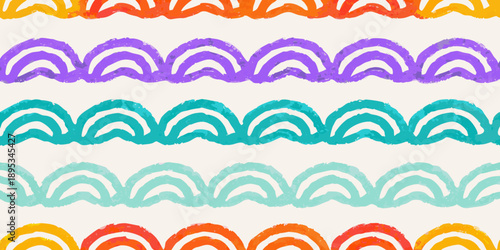 Colorful arches arranged in repeating rows create a playful pattern