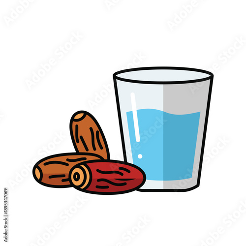 Refreshing Water Glass with Dates Illustration