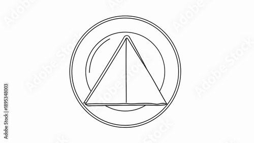 Folded napkin on plate icon line art.