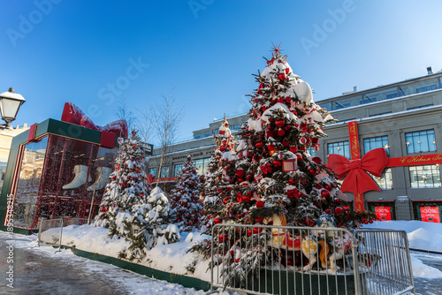 Russia, Moscow, Kuznetsky Most Street, decorated for the  Festival, Winter in Moscow.