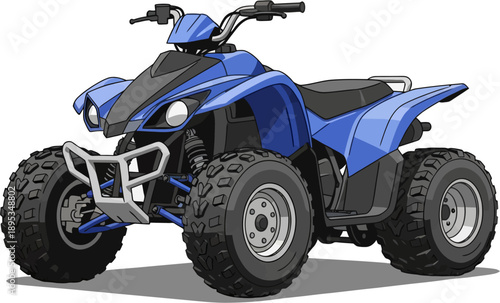 Quad Bike ATV for Extreme Offroad Terrain, High Performance All Terrain Vehicle, Detailed Vector Illustration