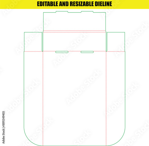 Editable Dieline Template for Rounded Corner Folding Box Packaging Design