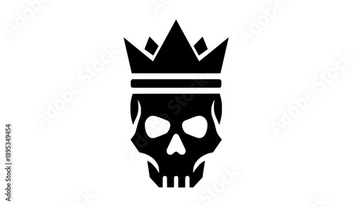 Minimal skull crown silhouette icon vector for logo and emblem design