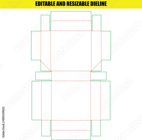 Blank Dieline Template for Small Folding Carton Packaging Production