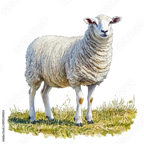 Wild Sheep, vibrant watercolor vector, isolated on a white background, high quality and detailed design.