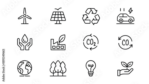 Eco friendly icons for sustainable energy and environment