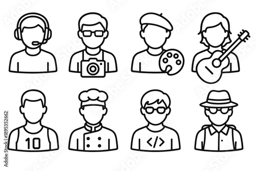 Occupation line icon set. Professions, careers outlined collection