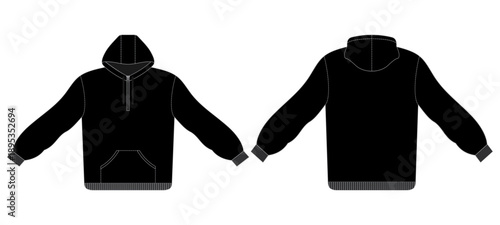 Quarter Zip Hoodie Mockup Template Vector