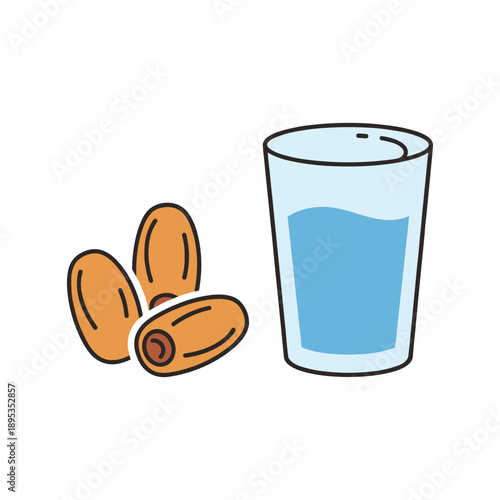 Almonds and Water Vector Illustration
