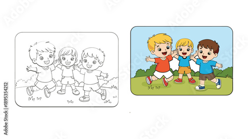 Childrens Coloring Book with Fun Scenes and Activities