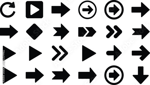 arrow icon big set vector illustration featuring multiple arrow symbols collection isolated on white background for design use graphics