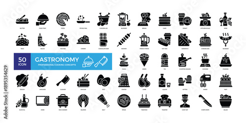 Gastronomy Icon Set for Culinary and Food Industry