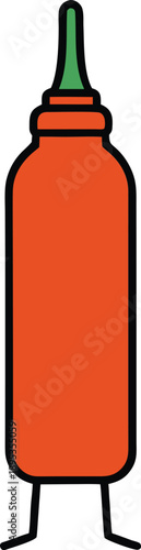 Red Chili Sauce Bottle On Transparent Background