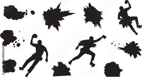 Dynamic Silhouettes of People in Action with Explosive Effects