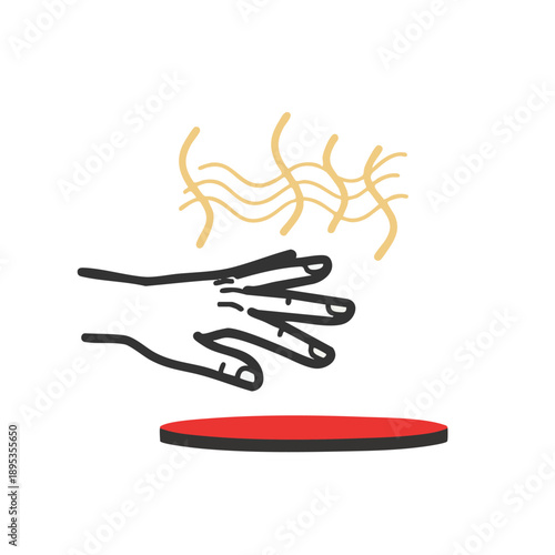 Hot surface warning hand over heat source with steam