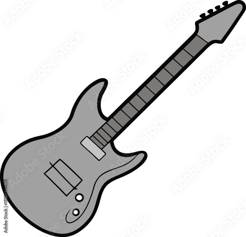 Silver Electric Guitar Icon On Transparent Background