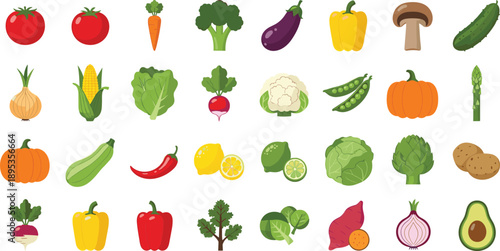 Vibrant vegetable and fruit illustrations collection