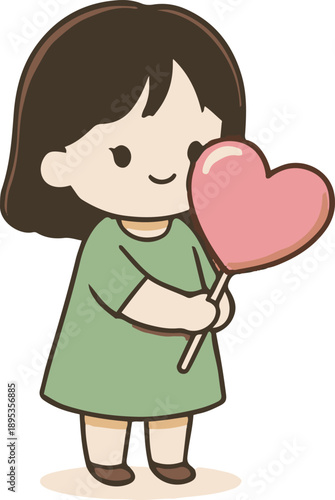 Romantic Love Concept with Kawaii Girl Characters