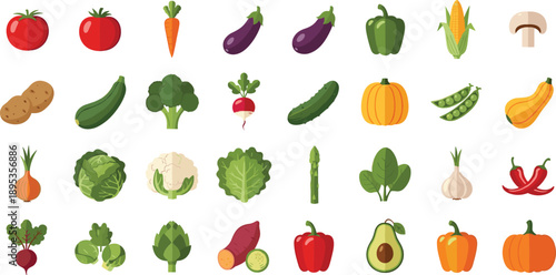Vibrant vegetable and fruit illustrations collection