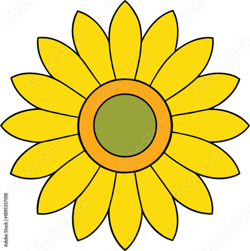 Yellow Sunflower Cartoon Icon On Transparent Background