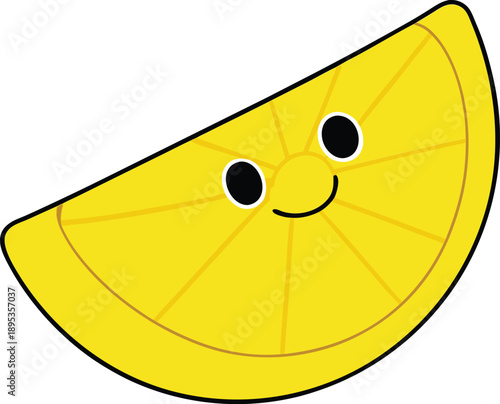 Yellow Lemon Slice Cartoon On Transparent Background