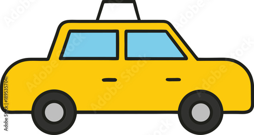 Yellow Taxi Cab Icon On Transparent Background