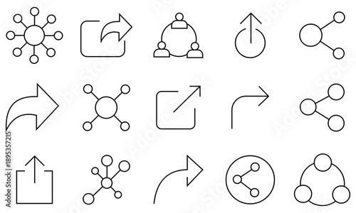  Share icons set. Out line icon of  reply forward message send upload connection symbol network sharing icon. Vector illustration. 