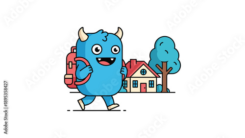 Funny Monster with Fire Extinguisher