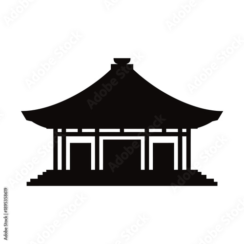 Black silhouette of a traditional east asian temple structure