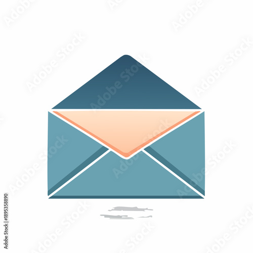 Open Blue Envelope with Peach Insert Flat Style Simple Mail Communication Concept Graphic Element Icon