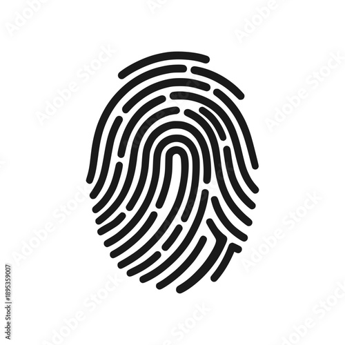 Simple black fingerprint icon,  for security authentication and personal verification system