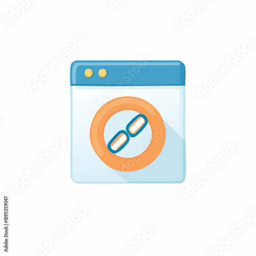 Free Download Blue and White Website Window with Chain Link for Hyperlink Illustration - GFXLoad