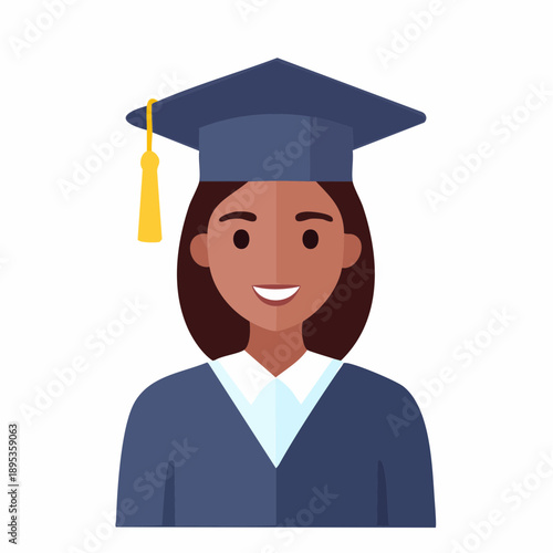 Female Graduate Smiling in Graduation Cap and Gown Expressing Academic Achievement