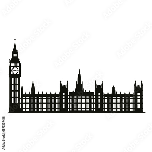 Silhouette of the houses of parliament and big ben in london