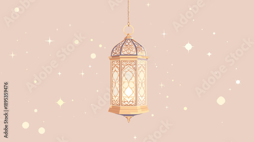 Abstract vintage scene with lantern in the ramadan moment