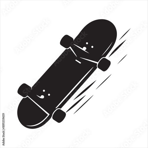 skateboard cruising vector silhouette line art logo concept collection