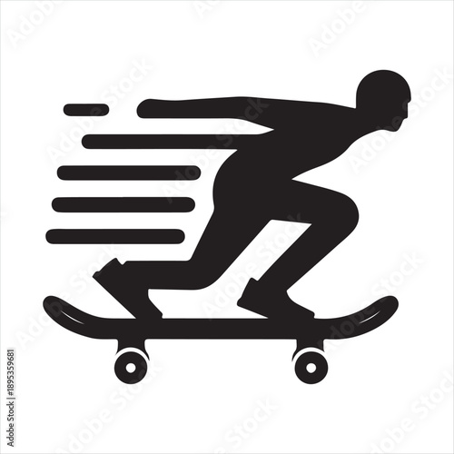 skateboard cruising vector silhouette line art logo concept collection