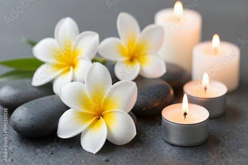 Serene Spa Setting with Flowers and Candles