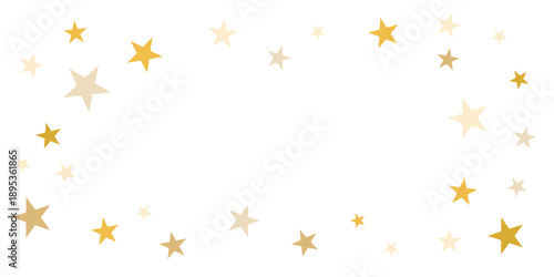 sparkling gold stars background, golden sparkles confetti falling. christmas lights magic shining Flying stars glitter cosmic backdrop, vector border.